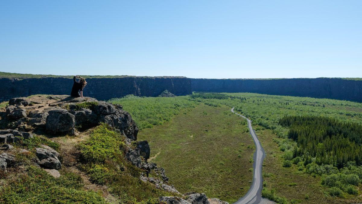 Ásbyrgi Canyon uitzicht vanaf de top