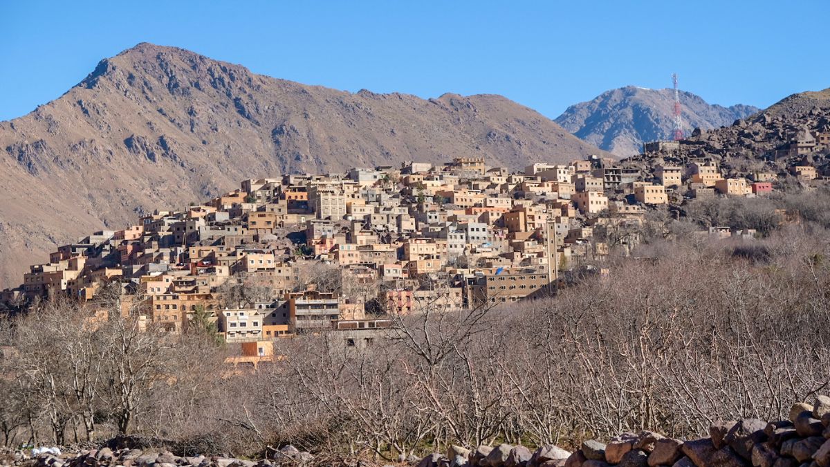 Berberdorp onderweg naar de Toubkal berg Marokko