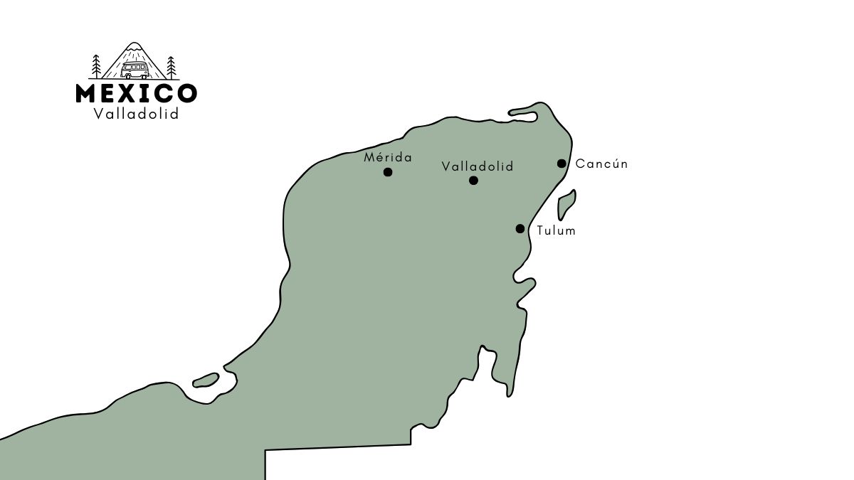 Valladolid in Mexico op de kaart