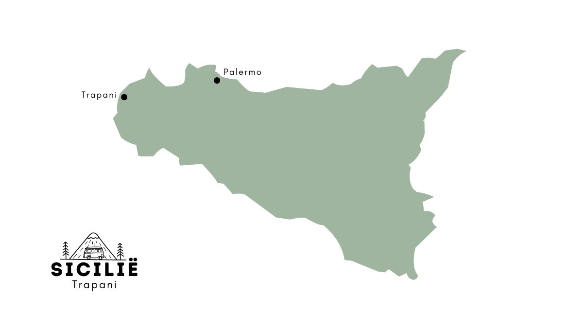 Trapani op de kaart van Sicilië