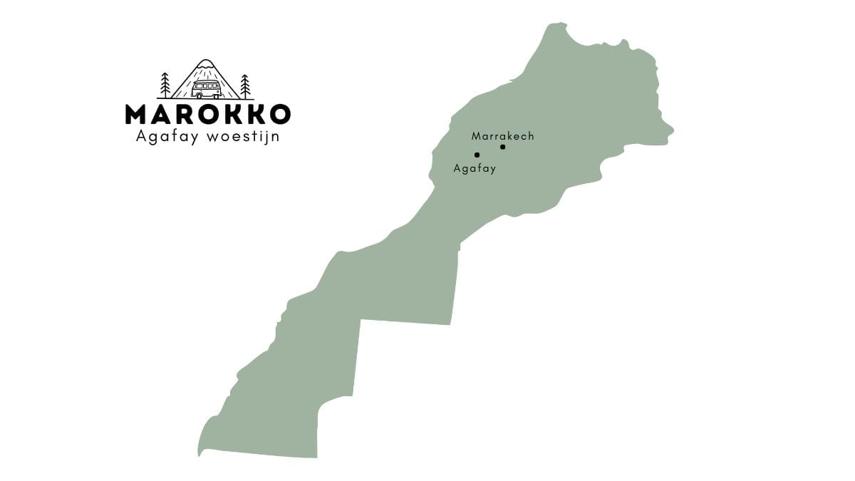Agafay woestijn op de kaart van Marokko
